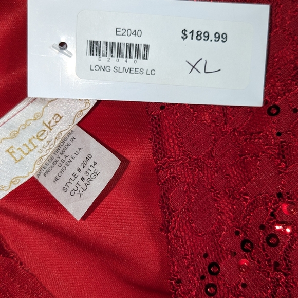 *New* EUREKA USA Luxury Red Lace Sparkling Maxi Dress Size XL - Picture 15 of 16